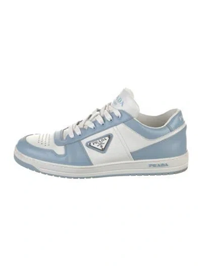 Pre-owned Prada Enameled Metal Triangle Leather Sneakers In Multi