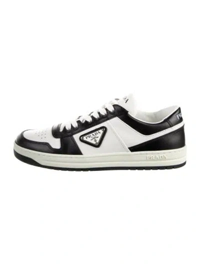 Pre-owned Prada Enameled Metal Triangle Leather Sneakers In Multi