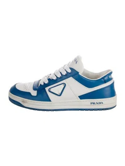 Pre-owned Prada Enameled Metal Triangle Leather Sneakers In Multi
