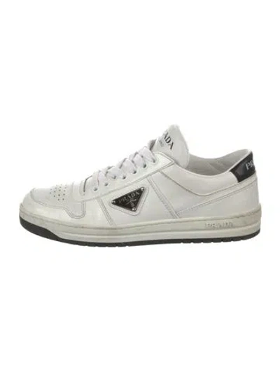 Pre-owned Prada Enameled Metal Triangle Leather Sneakers In Multi