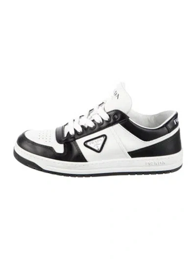 Pre-owned Prada Enameled Metal Triangle Leather Sneakers In Multi