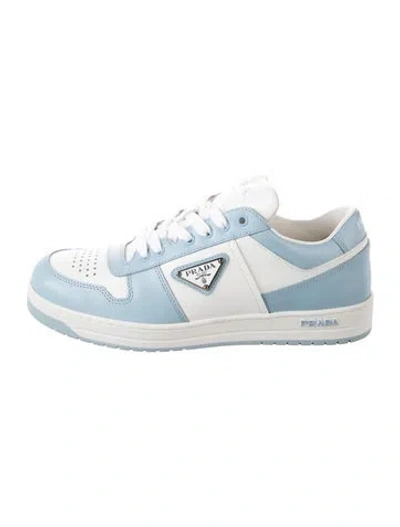 Pre-owned Prada Enameled Metal Triangle Leather Sneakers In Multi