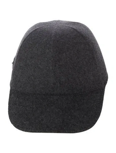 Pre-owned Prada Enameled Metal Triangle Logo Baseball Hat In Gray