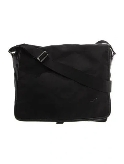 Pre-owned Prada Enameled Metal Triangle Messenger Bag In Black