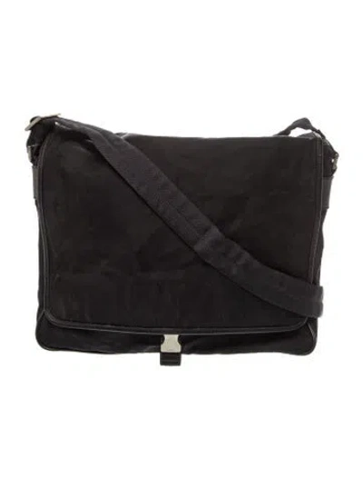 Pre-owned Prada Enameled Metal Triangle Messenger Bag In Black