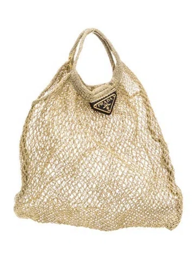 Pre-owned Prada Enameled Metal Triangle Metallic Mesh Bag