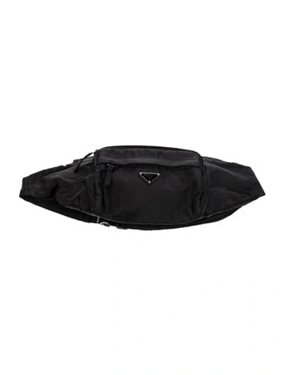 Pre-owned Prada Enameled Metal Triangle Montagna W/ Tags In Black