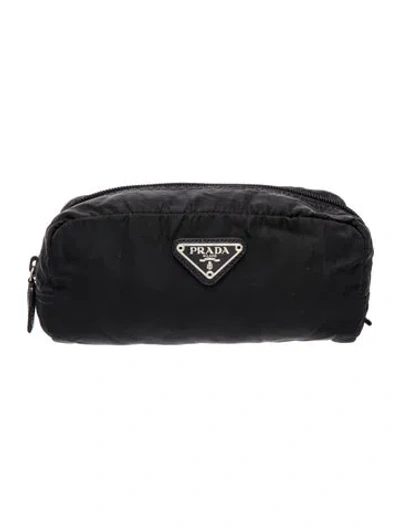 Pre-owned Prada Enameled Metal Triangle Necessaire In Black
