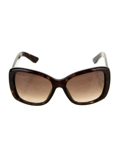 Pre-owned Prada Enameled Metal Triangle Oversize Sunglasses In Brown