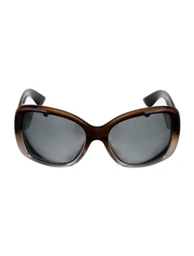 Pre-owned Prada Enameled Metal Triangle Oversize Sunglasses In Brown