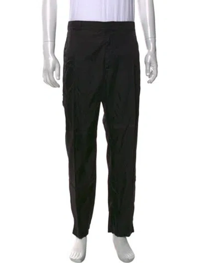 Pre-owned Prada Enameled Metal Triangle Pants In Black