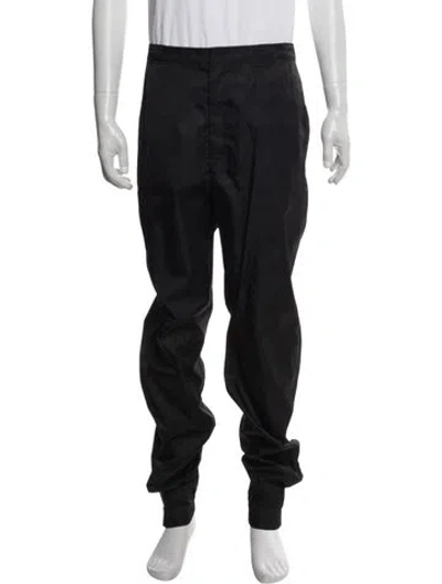 Pre-owned Prada Enameled Metal Triangle Pants In Black