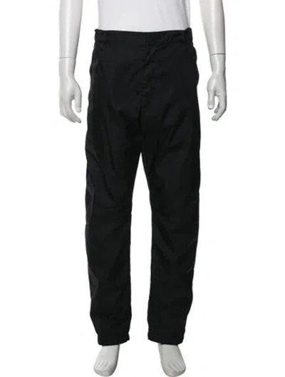 Pre-owned Prada Enameled Metal Triangle Pants In Black