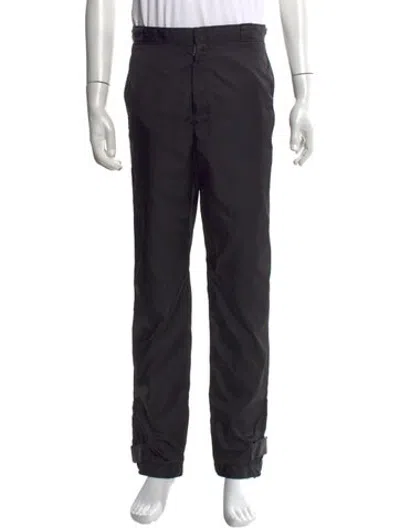 Pre-owned Prada Enameled Metal Triangle Pants In Black