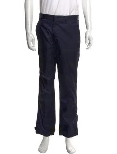 Pre-owned Prada Enameled Metal Triangle Pants In Blue