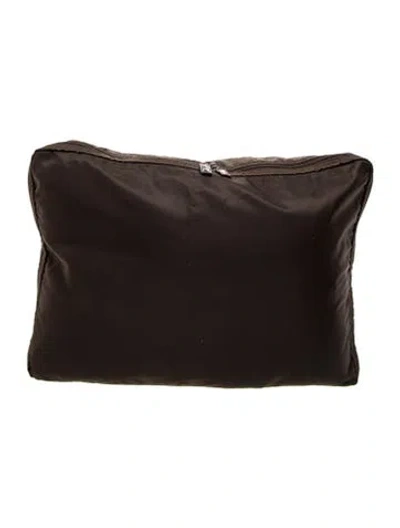 Pre-owned Prada Enameled Metal Triangle Portfolio In Brown