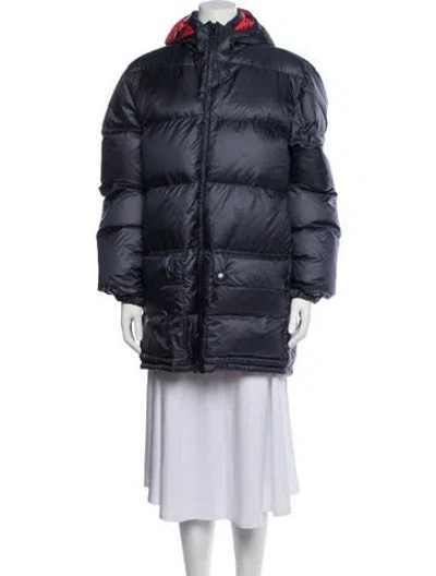 Pre-owned Prada Enameled Metal Triangle Puffer Coat W/ Tags In Black