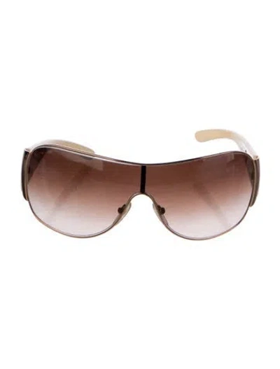Pre-owned Prada Enameled Metal Triangle Shield Sunglasses In Neutral