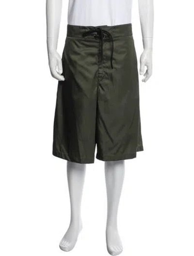 Pre-owned Prada Enameled Metal Triangle Shorts In Green
