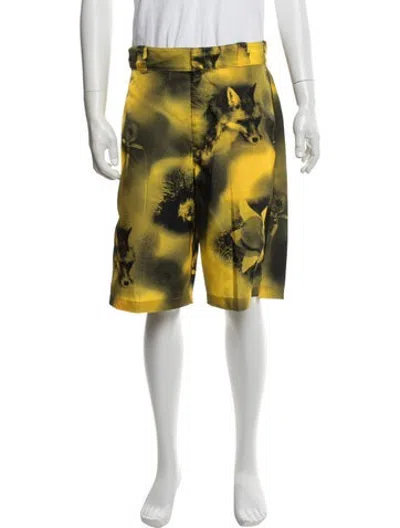 Pre-owned Prada Enameled Metal Triangle Shorts In Yellow