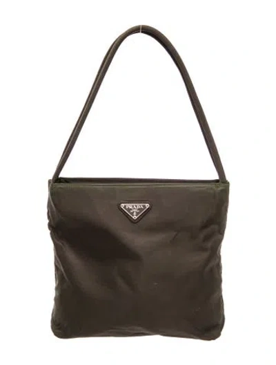 Pre-owned Prada Enameled Metal Triangle Shoulder Bag In Green