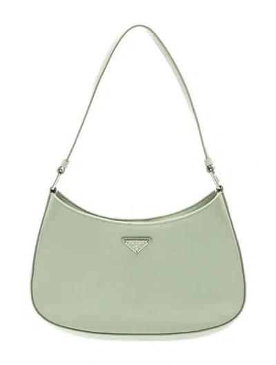 Pre-owned Prada Enameled Metal Triangle Shoulder Bag In Green
