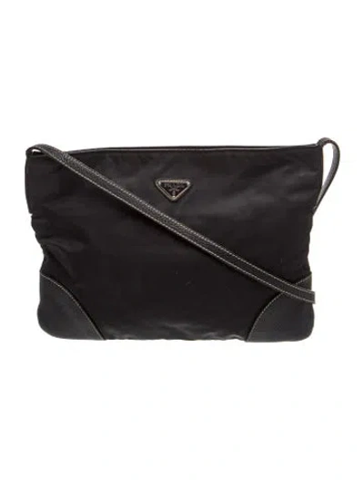 Pre-owned Prada Enameled Metal Triangle Shoulder Bag Vintage In Black