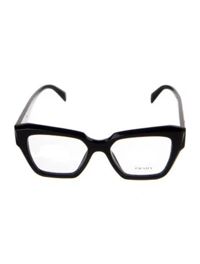 Pre-owned Prada Enameled Metal Triangle Square Eyeglasses In Black