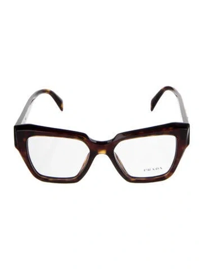 Pre-owned Prada Enameled Metal Triangle Square Eyeglasses In Brown
