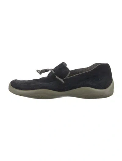 Pre-owned Prada Enameled Metal Triangle Suede Mary Jane Flats In Multi