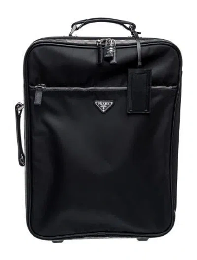Pre-owned Prada Enameled Metal Triangle Suitcase In Black