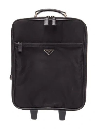 Pre-owned Prada Enameled Metal Triangle Suitcase In Black