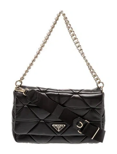 Pre-owned Prada Enameled Metal Triangle System In Black
