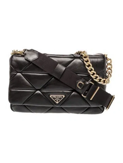Pre-owned Prada Enameled Metal Triangle System In Black