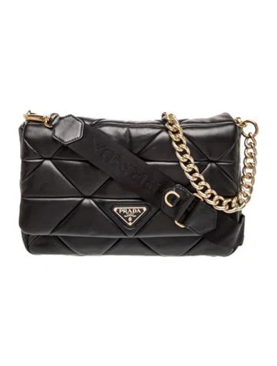 Pre-owned Prada Enameled Metal Triangle System In Black
