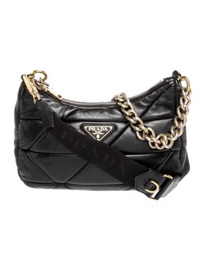 Pre-owned Prada Enameled Metal Triangle System In Black
