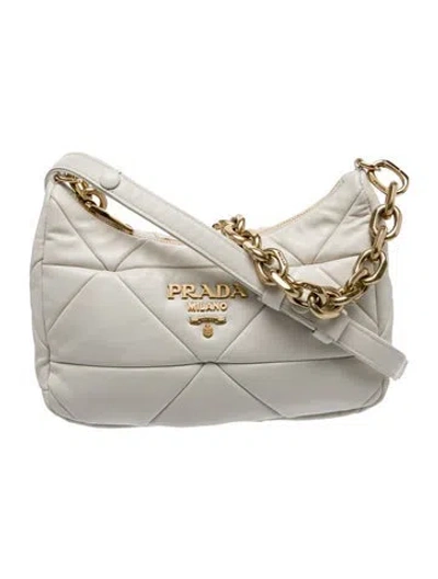 Pre-owned Prada Enameled Metal Triangle System In White