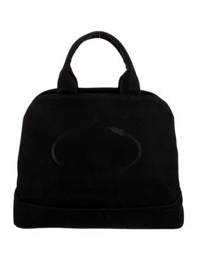 Pre-owned Prada Enameled Metal Triangle Tote In Black