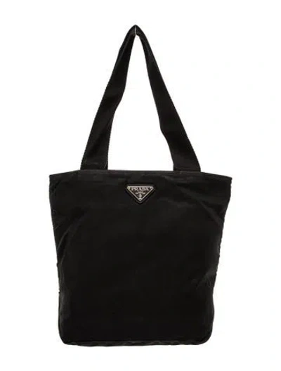 Pre-owned Prada Enameled Metal Triangle Tote In Black