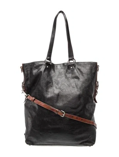 Pre-owned Prada Enameled Metal Triangle Tote In Black