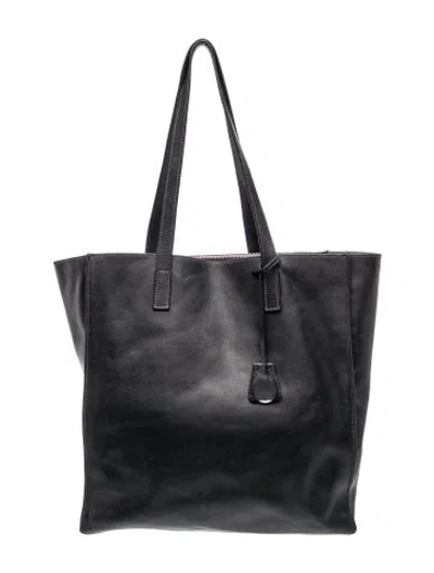 Pre-owned Prada Enameled Metal Triangle Tote In Black