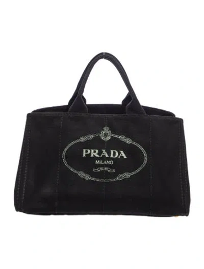 Pre-owned Prada Enameled Metal Triangle Tote In Black