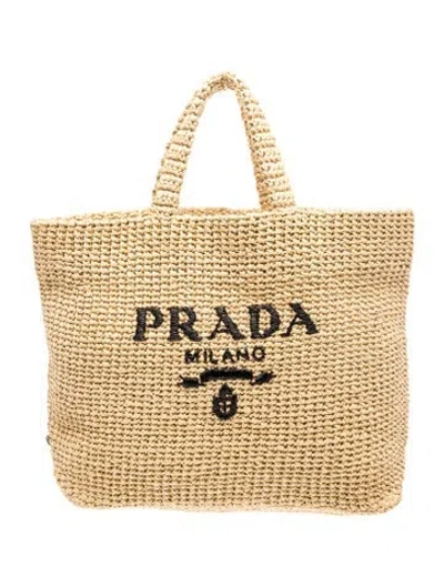 Pre-owned Prada Enameled Metal Triangle Tote In Black/neutrals
