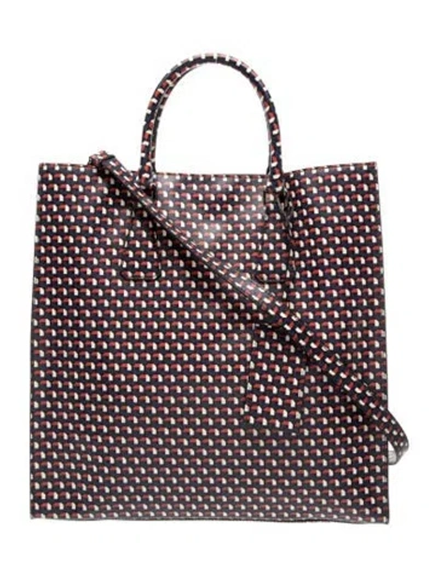 Pre-owned Prada Enameled Metal Triangle Tote In Blue