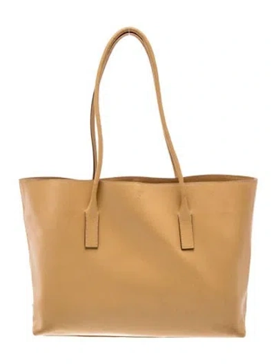 Pre-owned Prada Enameled Metal Triangle Tote In Neutral