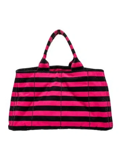 Pre-owned Prada Enameled Metal Triangle Tote In Pink