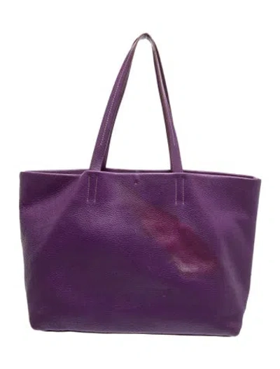 Pre-owned Prada Enameled Metal Triangle Tote In Purple