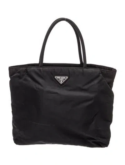 Pre-owned Prada Enameled Metal Triangle Tote Vintage In Black