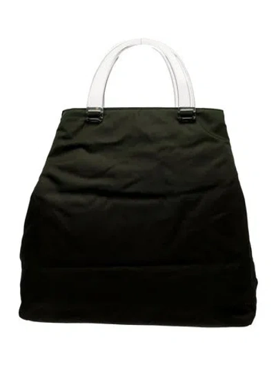 Pre-owned Prada Enameled Metal Triangle Tote Vintage In Green