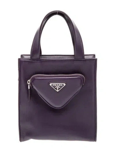 Pre-owned Prada Enameled Metal Triangle Tote W/ Tags In Purple